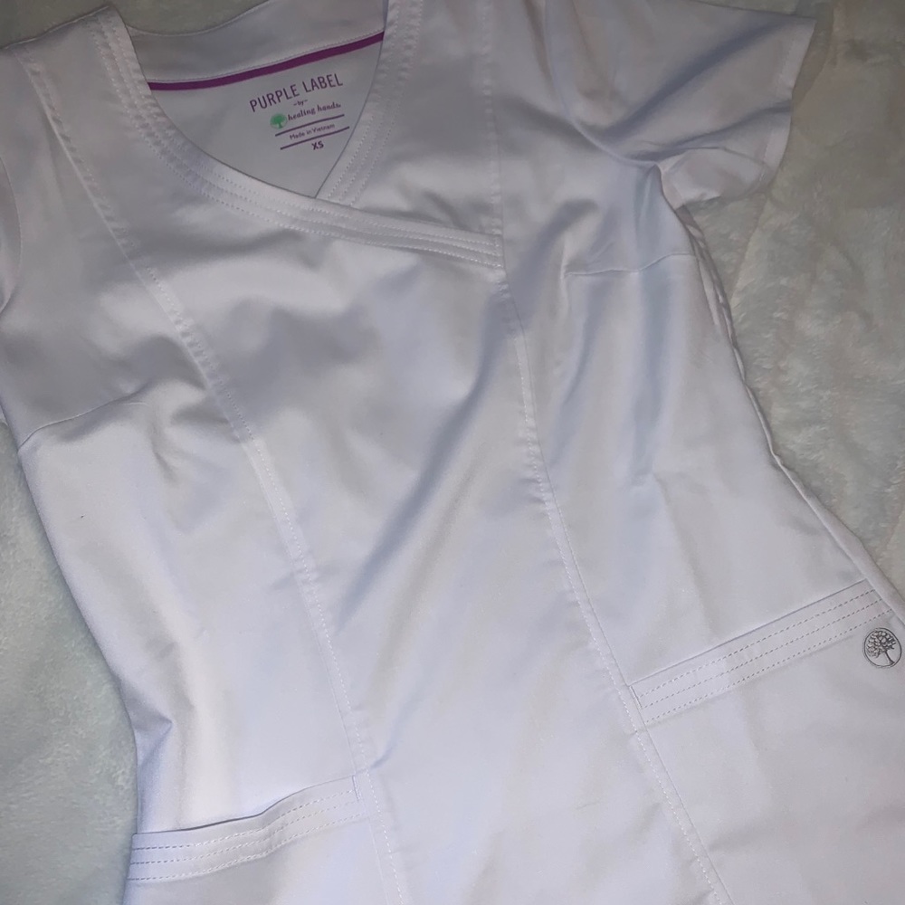 White scrub top